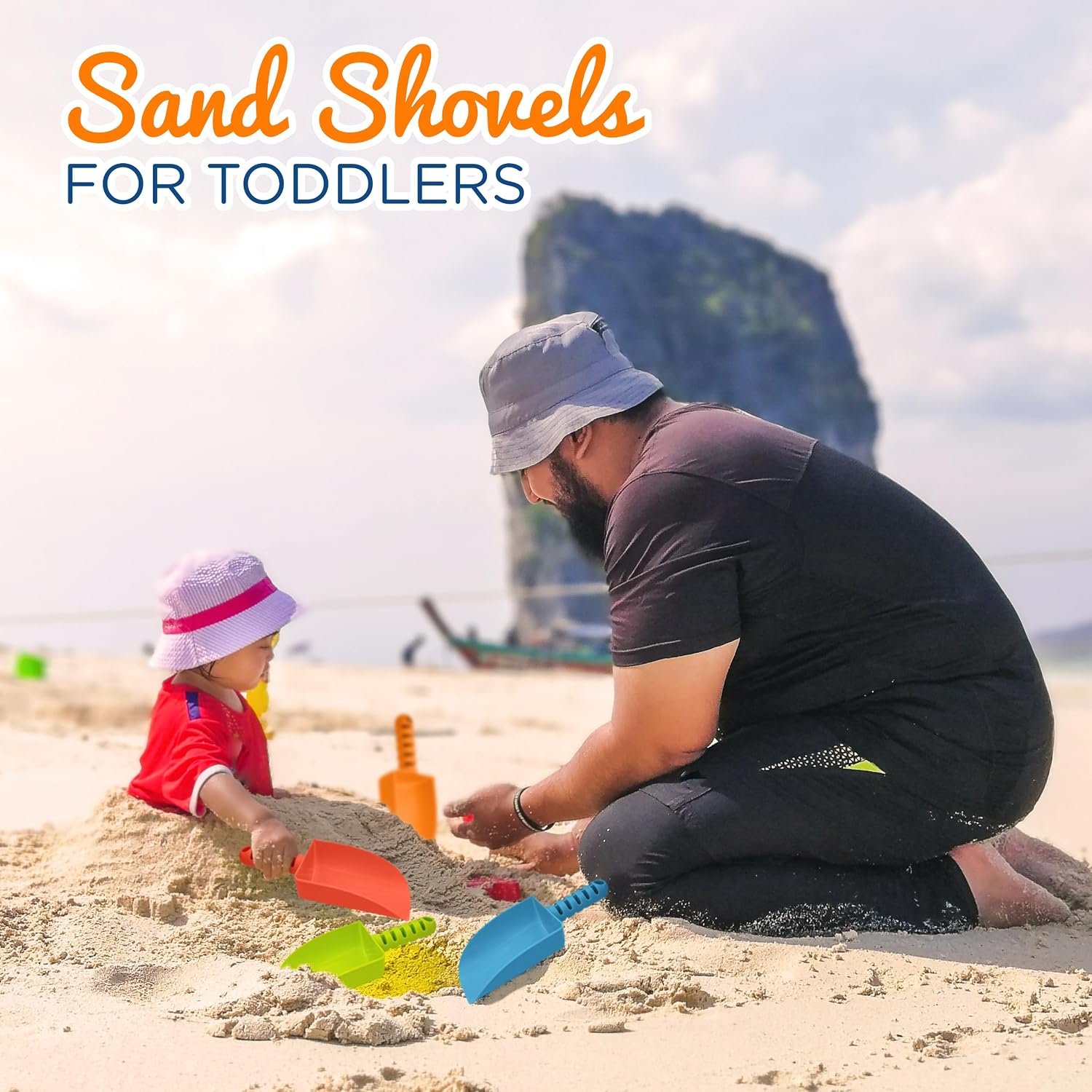 Detalle 2 de 4E's Novelty 4 Pack Beach Shovels — 8 Inch Heavy-Duty Plastic Sand Shovels for Kids
