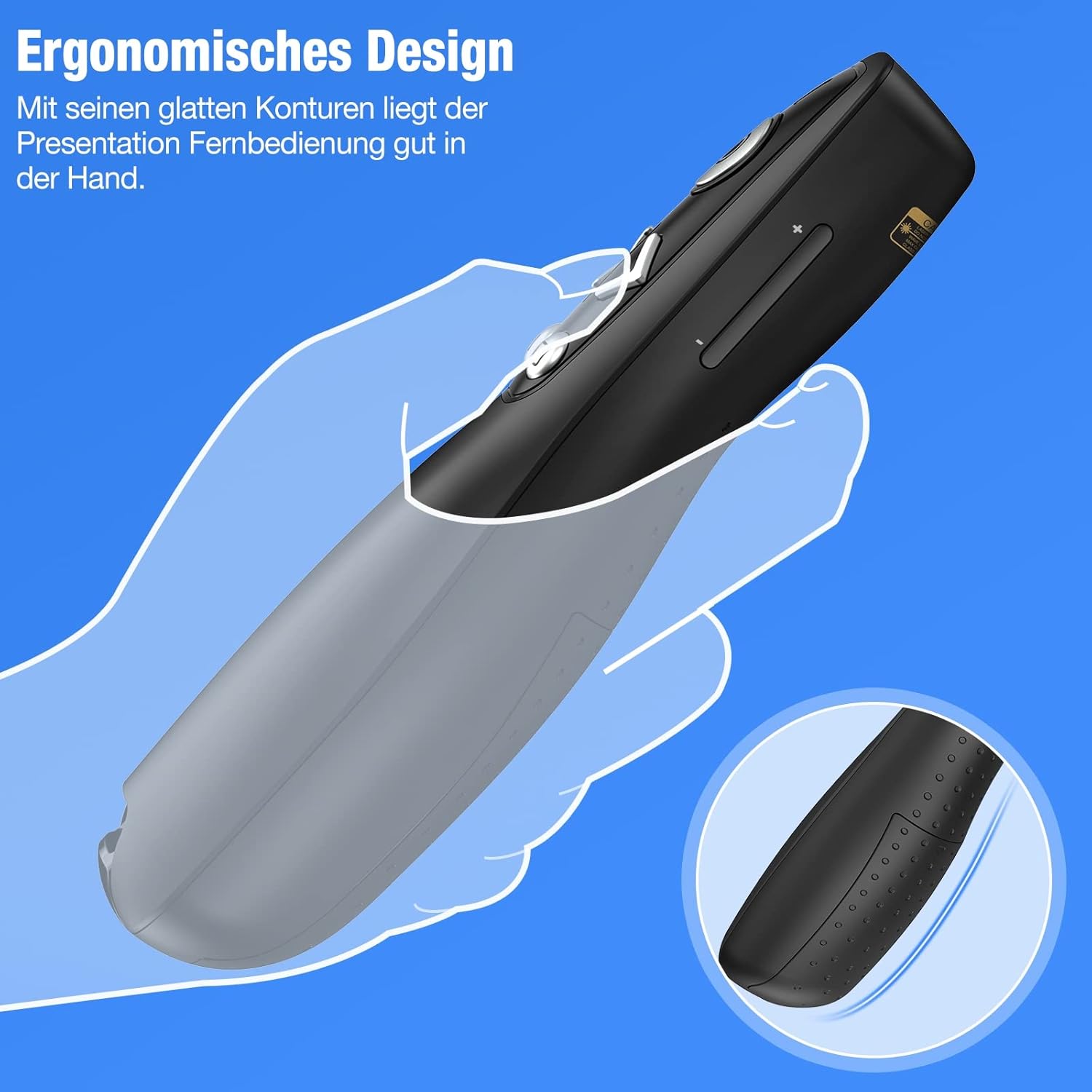 Thumbnail 6 de Presenter USB C – Kabellose Presenter Fernbedienung mit 2,4 GHz, USB A & USB C Empfänger, Roter Pointer