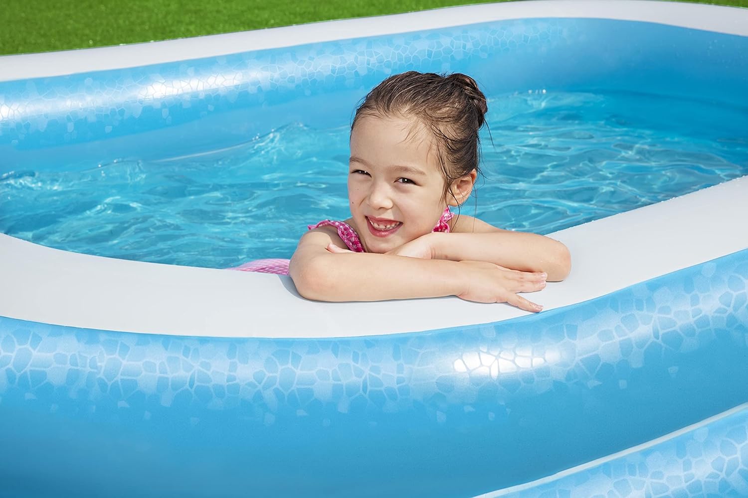 Detalle de Bestway Family Pool – Rechteckiger Kinderpool, schnell aufgebaut, 262 x 175 x 51 cm