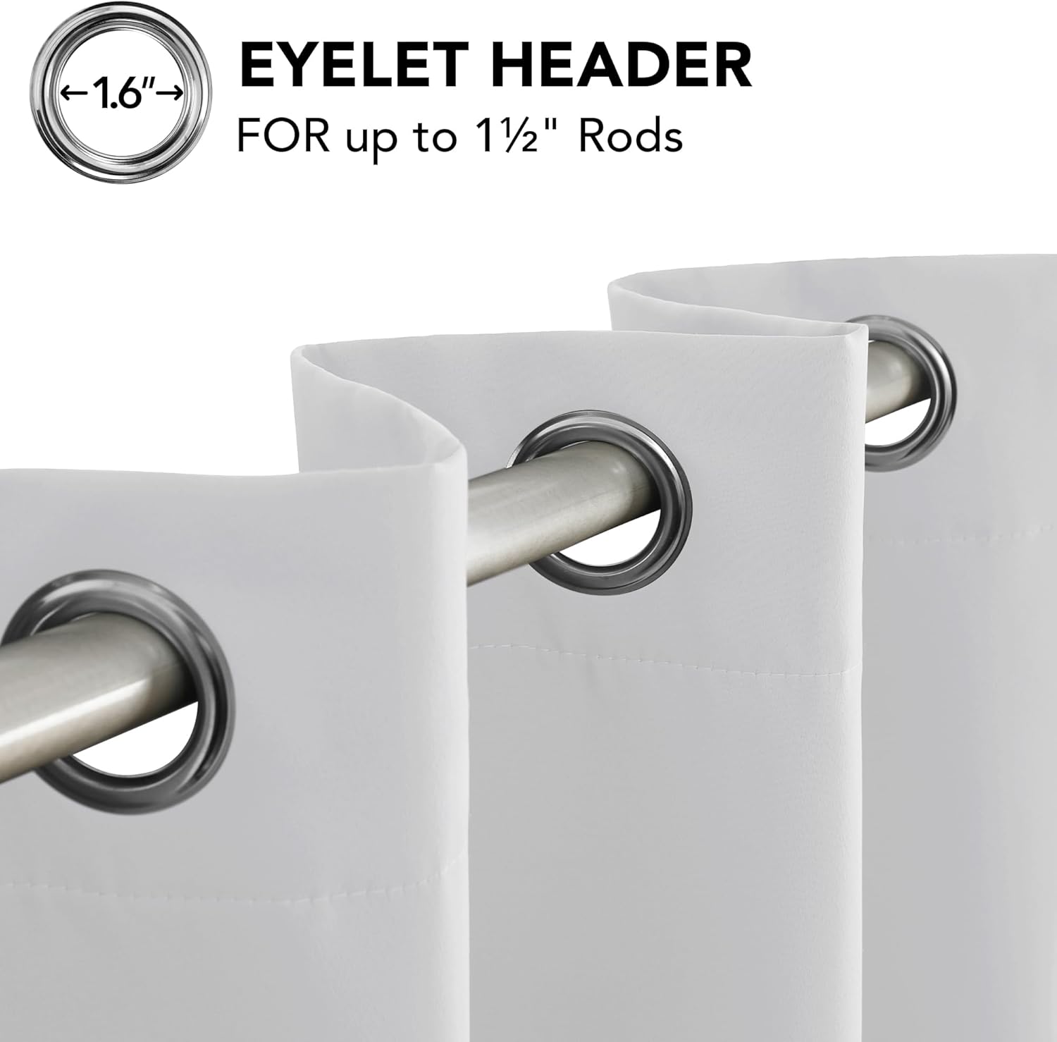 Thumbnail 6 de Deconovo Verdunkelungsvorhänge (2er-Set) wärmeisolierend, kälteisolierend, mit Ösen – blasses Weißgrau, 107 x 138 cm