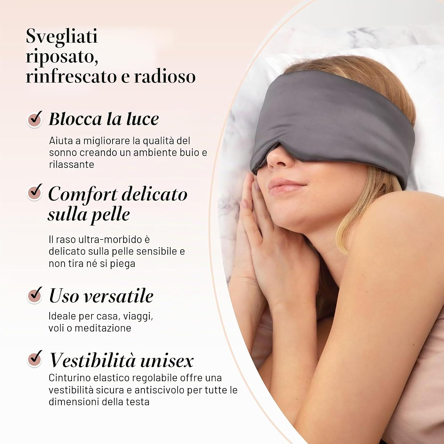 Thumbnail 4 de Kitsch Mascherina per dormire oscurante in raso: comfort elegante per un sonno migliore