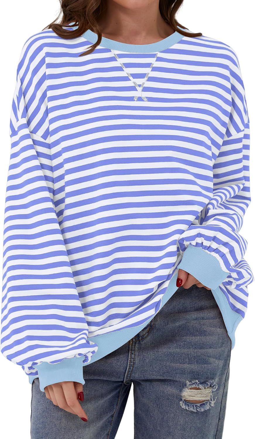 Thumbnail 6 de DUOEASE Oversize Streifen Pullover Damen