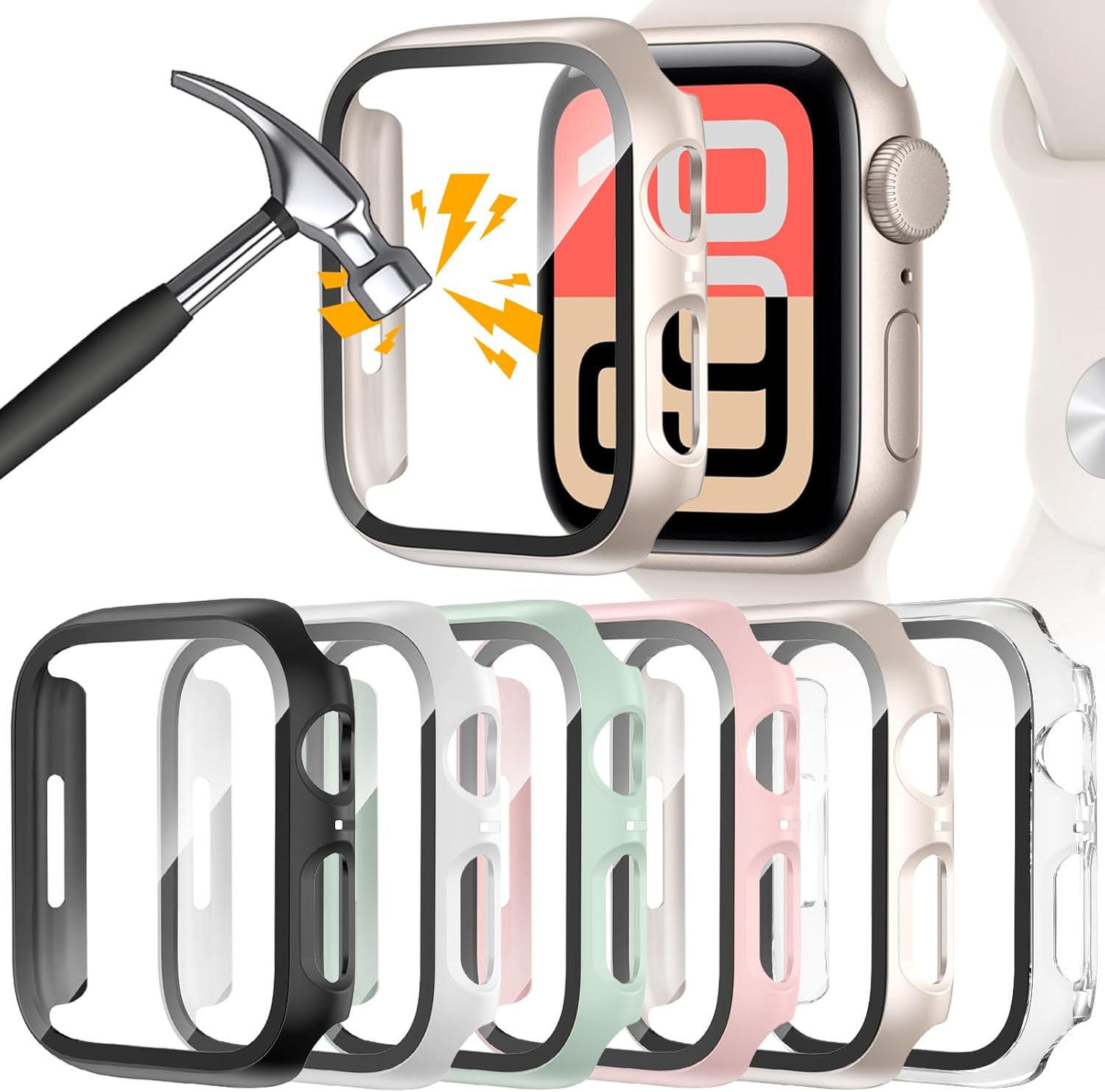 Thumbnail 6 de [6 Pack] HAANILKYI Case for Apple Watch Series 9/8/7 45mm with Ultra-Thin Tempered Glass Screen Protector