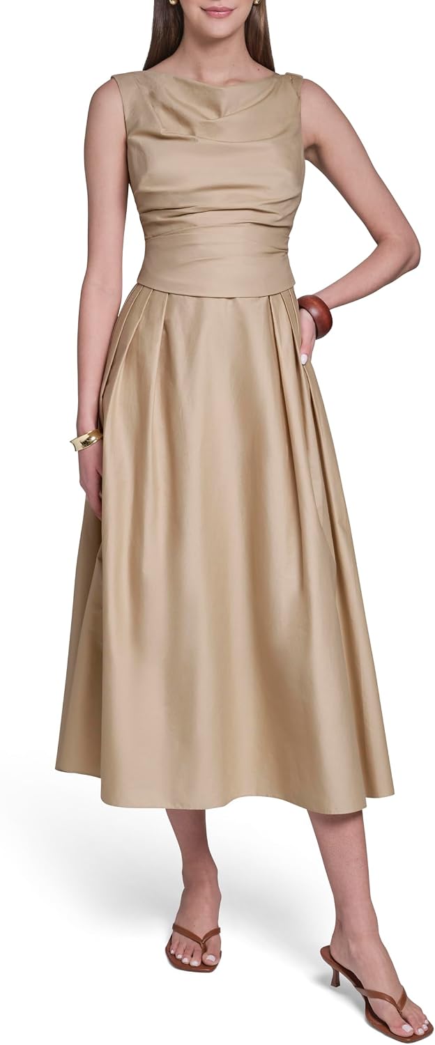 Detalle de Halston Women's Midi Dress, Cotton