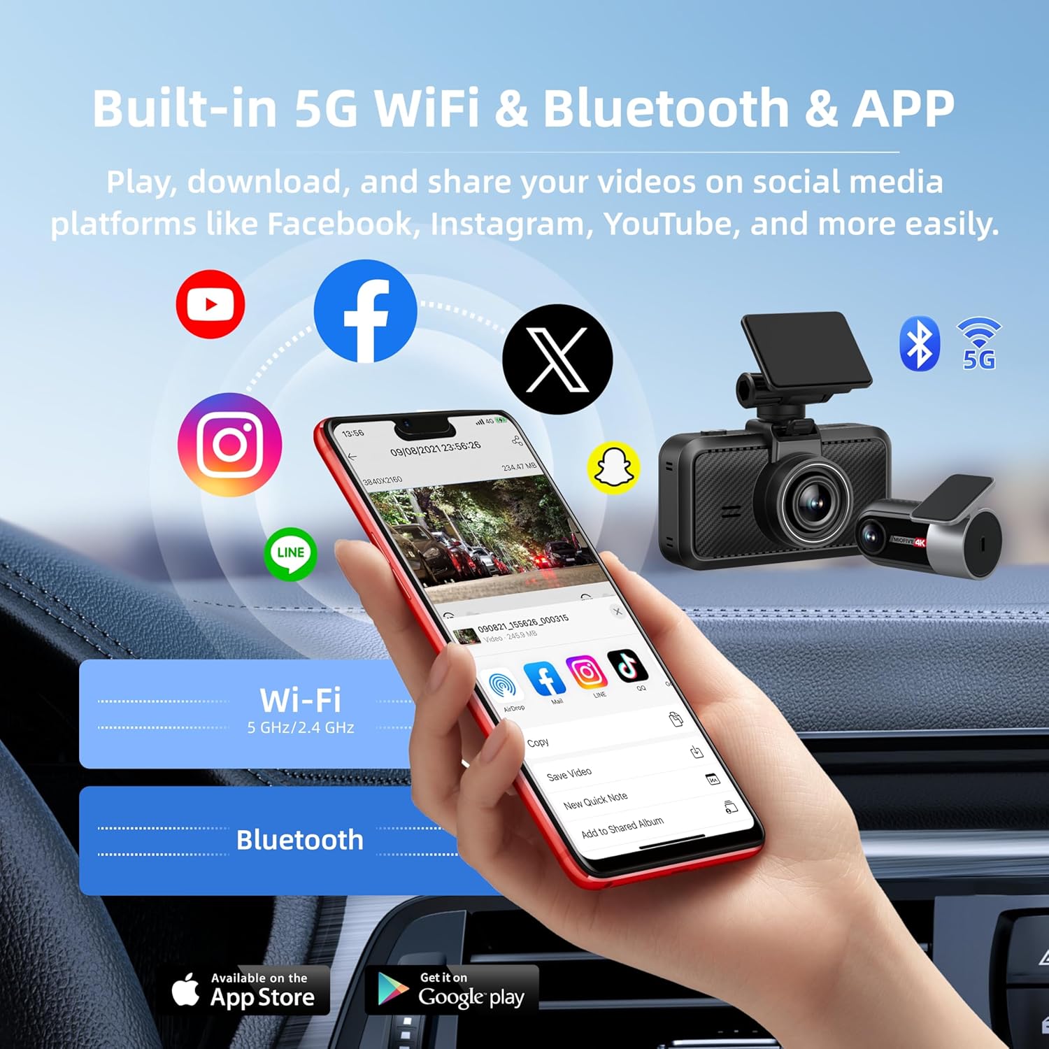 Detalle de Miofive Dash Cam 64GB 4K Front Rear