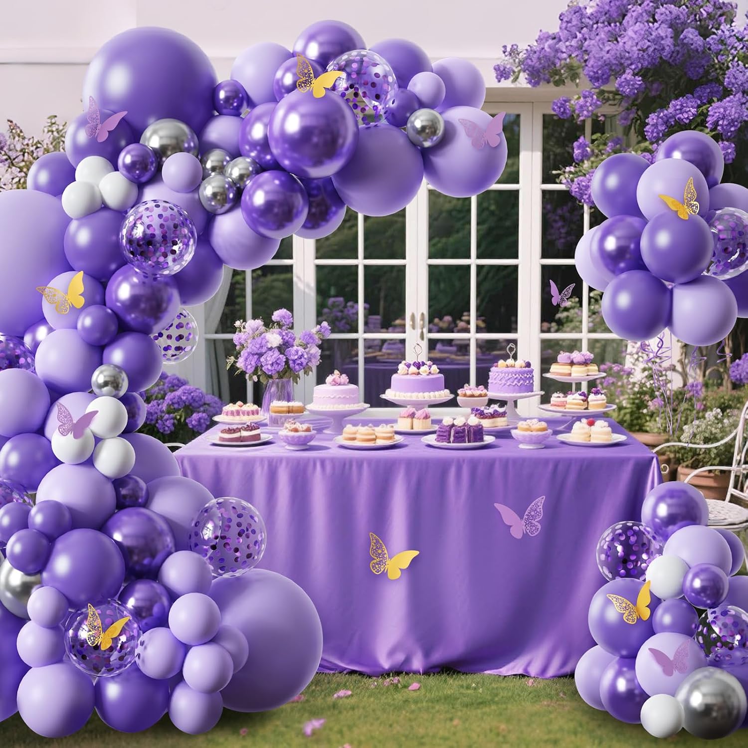 Thumbnail 3 de 155Pcs Purple Balloons Garland Arch Kit – Purple Birthday Decorations for Girl