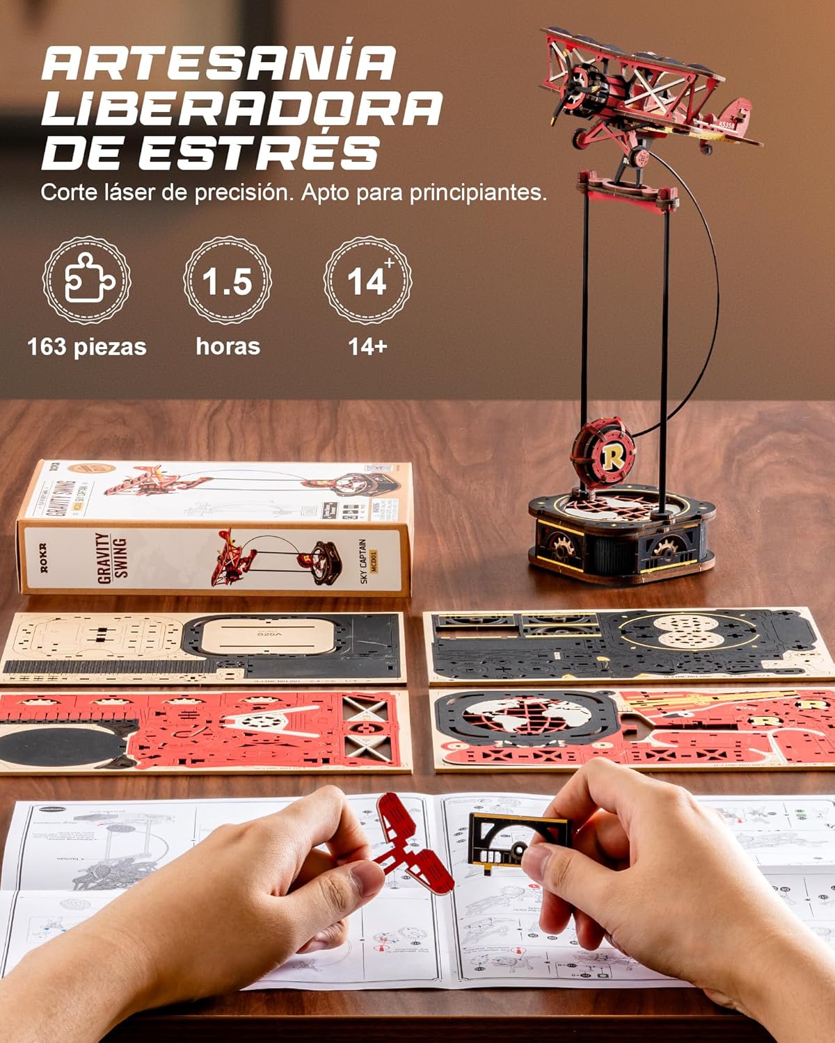 Thumbnail 4 de ROKR Puzzle 3D Avión de Madera Sky Captain ✈