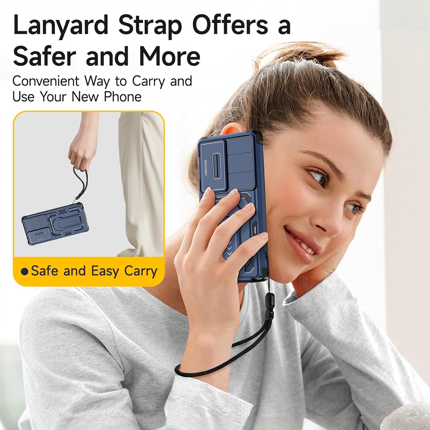 Thumbnail 6 de Iokmax Galaxy S26 Ultra case in blue with slide camera cover, kickstand and 2 screen protectors