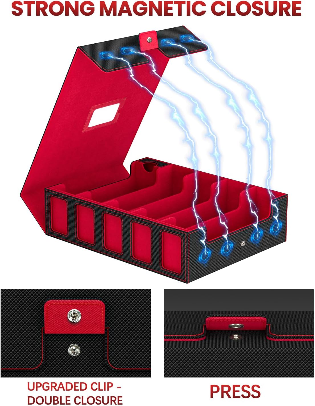 Thumbnail 3 de Trading Card Storage Box: 5-Row Deck Case with Commander Display and Portable Handle