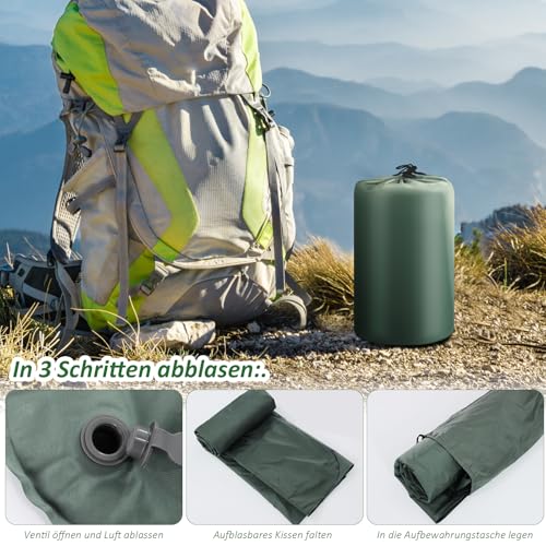 Thumbnail 6 de Jaztral Isomatte Camping 2 Personen – 200 × 137 × 12 cm, integrierte Kopfdichtung und Fußpumpe