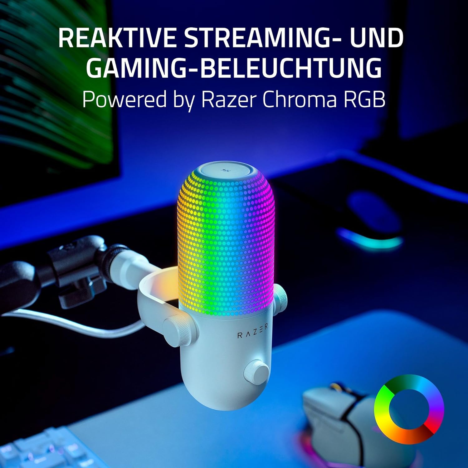 Thumbnail 1 de Razer Seiren V3 Chroma RGB USB-Mikrofon mit Tap-to-Mute (weiß)