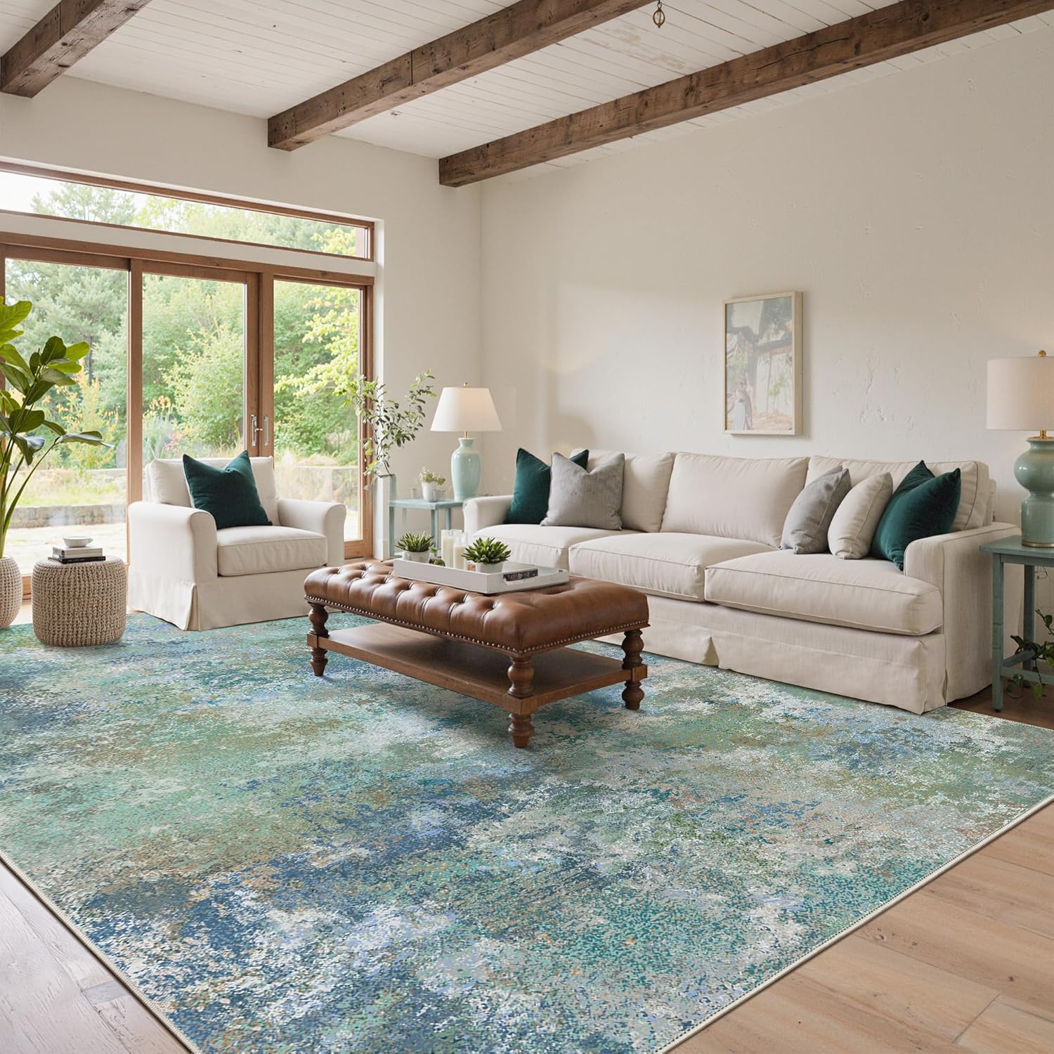 Thumbnail 2 de GENIMO Washable Rugs 8x10: Modern, Lightweight, Non-Slip Blue-Green Area Rug