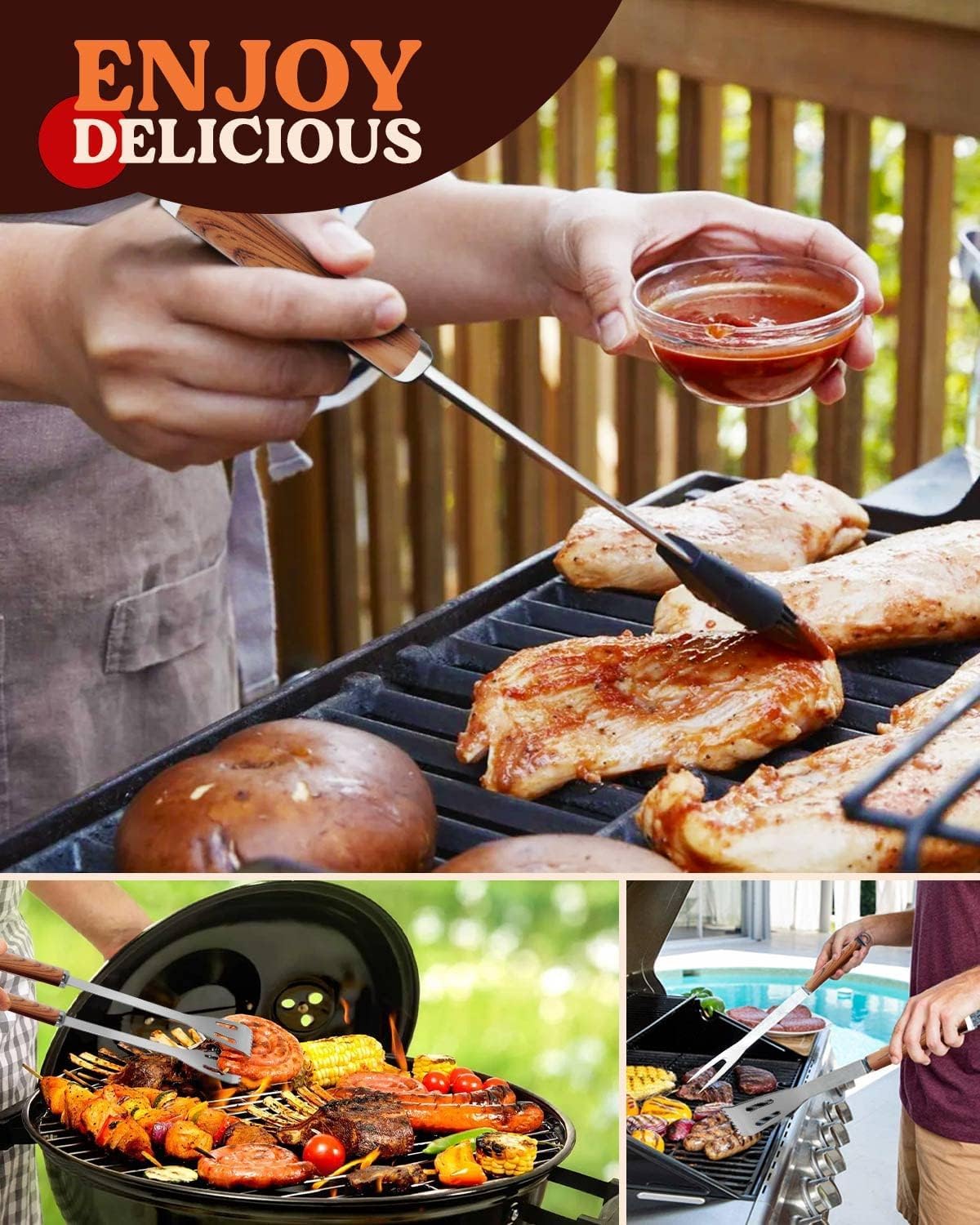 Thumbnail 6 de KALAHOL 7-in-1 extra thick stainless steel BBQ tools set with storage bag