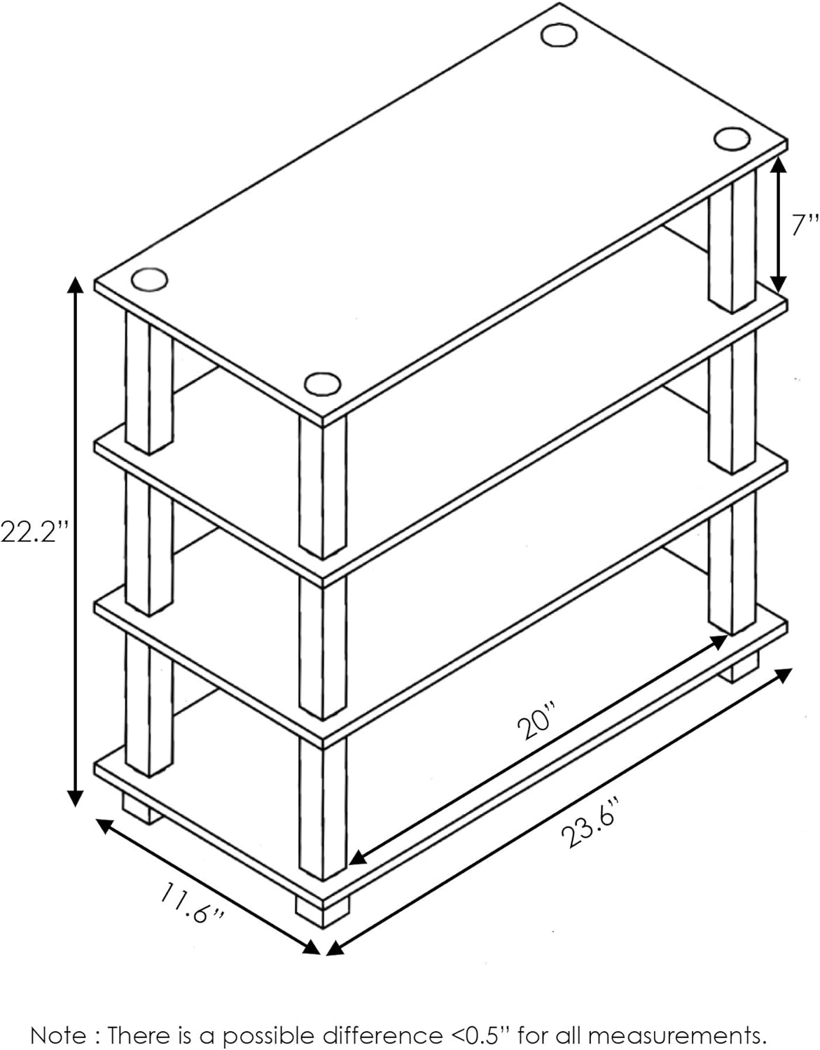 Thumbnail 2 de Furinno Scarpiere Dark Cherry and Black, 4-Tier Singolo