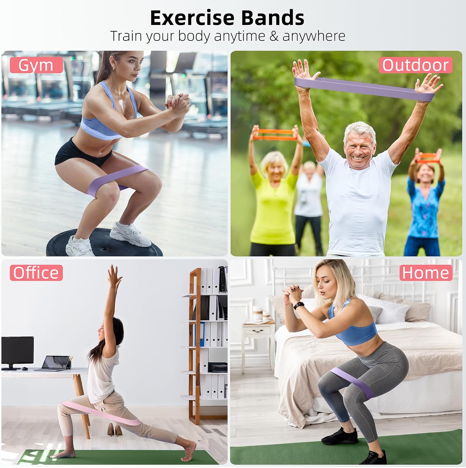 Thumbnail 1 de Resistance Bands for Working Out 5-Pack (Natural Latex Elastic Loop Bands) for Strength, Stretching & Pilates
