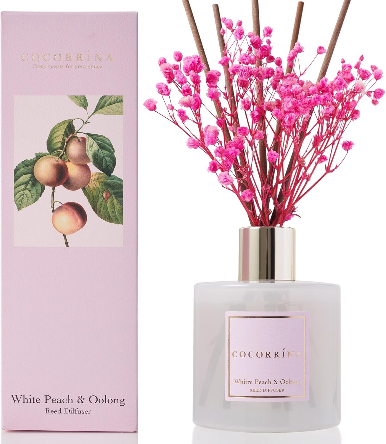 Thumbnail 1 de Cocorrína White Peach & Oolong Reed Diffuser Set (6.7 oz) with 8 Sticks