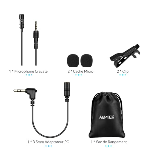 Thumbnail 5 de AGPTEK Microphone Cravate 3,5 mm – Condensateur Omnidirectionnel, léger et Plug & Play