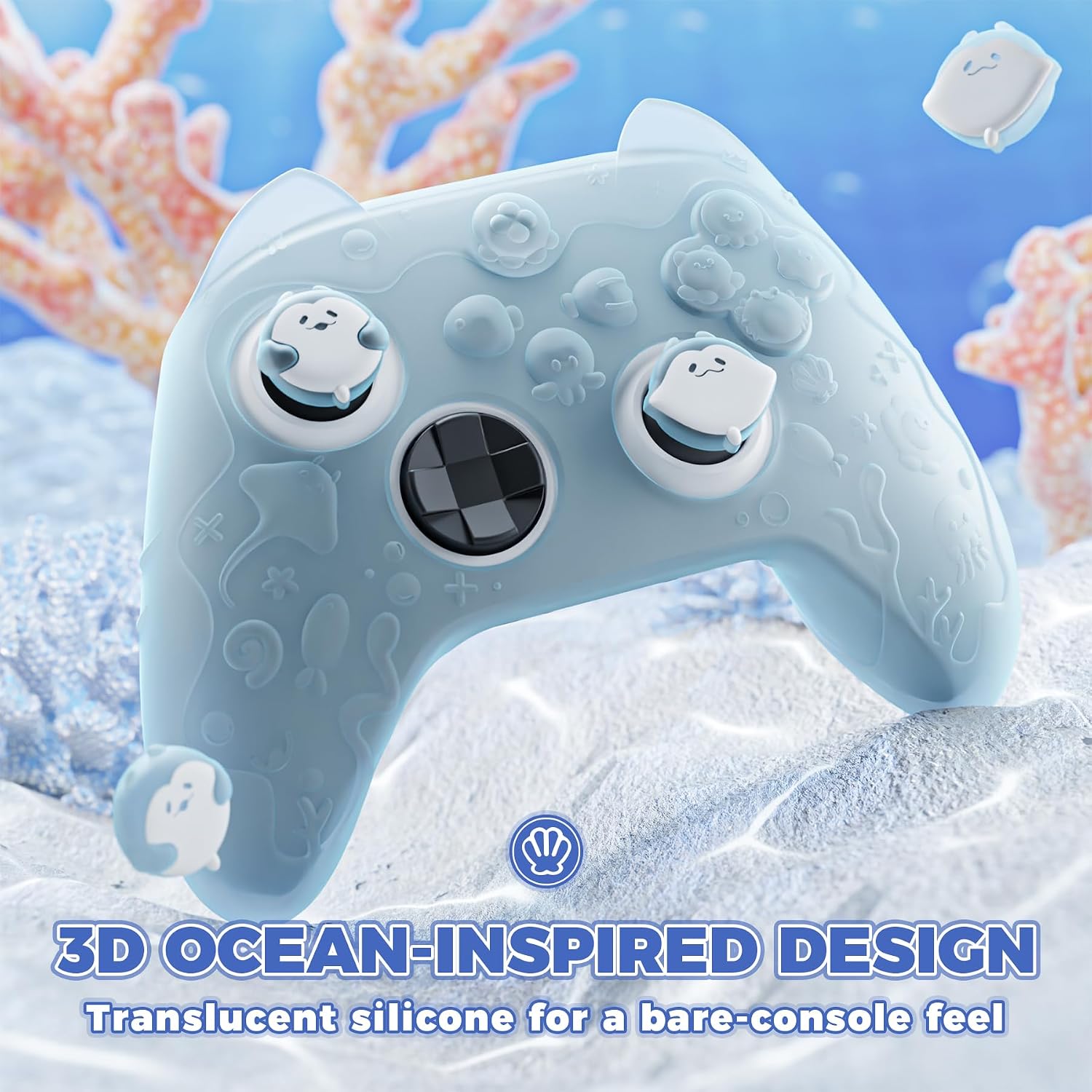 Detalle 2 de PlayVital Ocean Whisper Silicone Cover for Xbox Series X|S Controller — Mint Blue