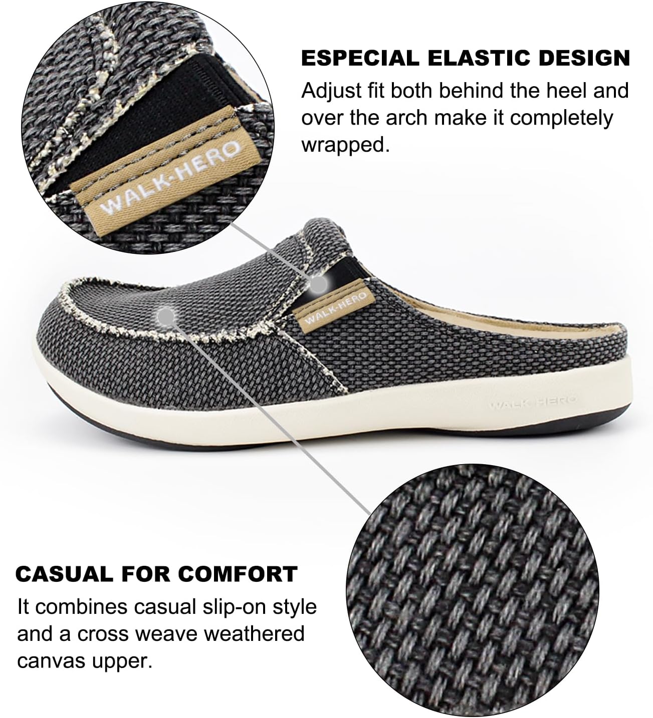 Thumbnail 3 de Men’s Arch Support Canvas Slippers with Velvet Lining and Anti-Skid Rubber Sole