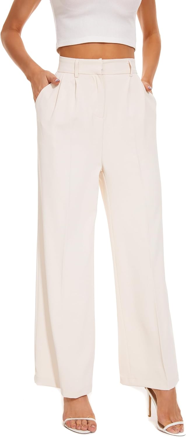 Thumbnail 6 de FUNYYZO Women's Wide-Leg Pants with Back Elastic Waist — Professional Straight-Leg Trousers