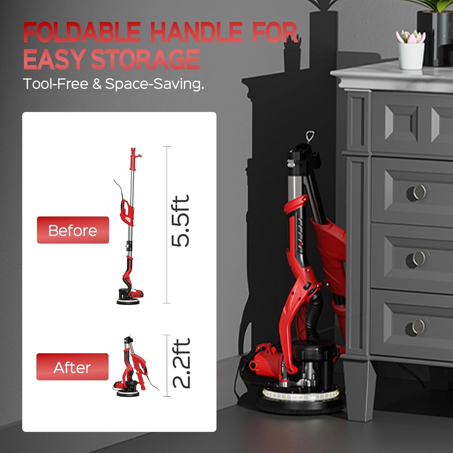 Thumbnail 6 de IMQUALI IM008R Drywall Sander, 8-Amp, Variable Speed, LED Light