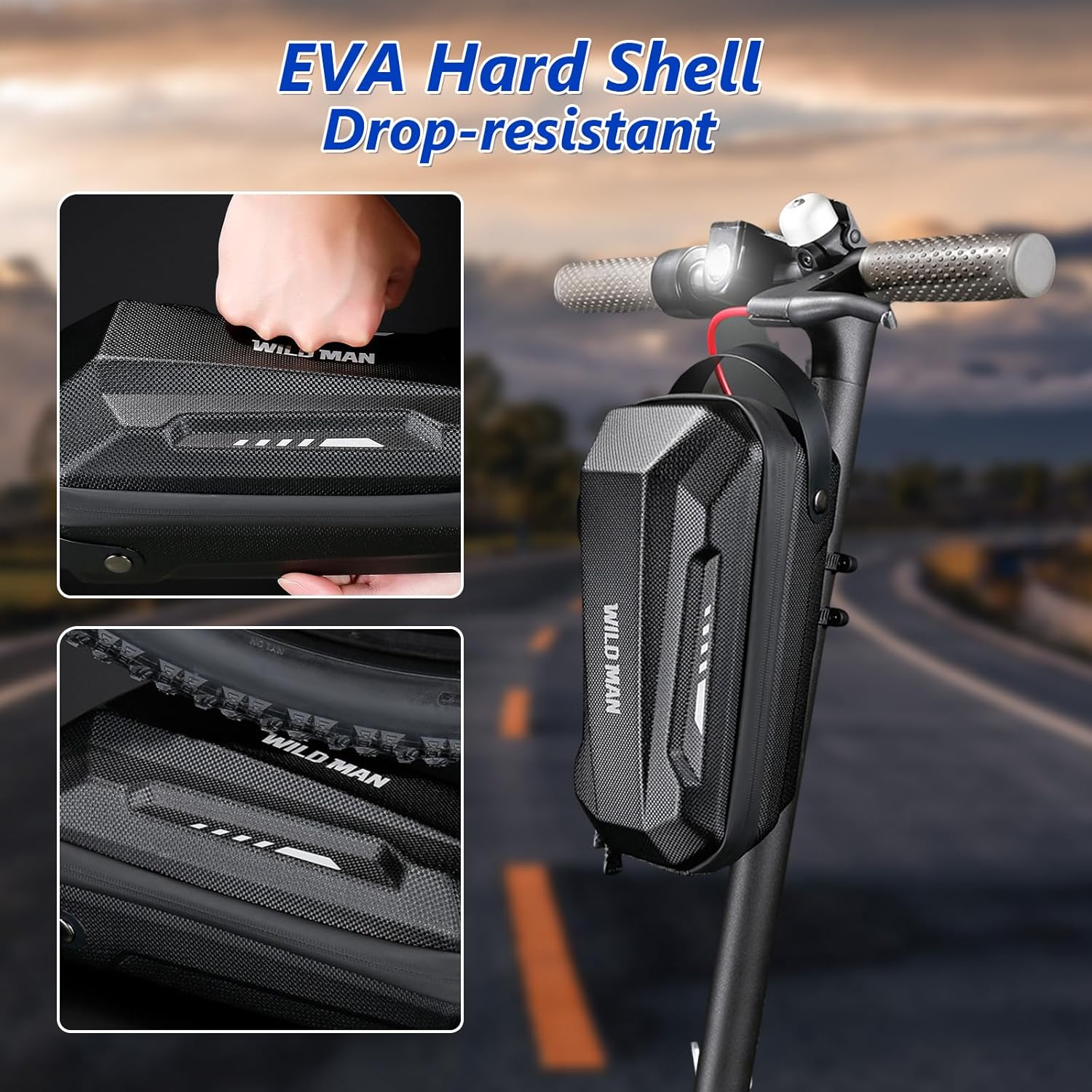 Detalle de flintronic Scooter Tasche: 2L/3L Lenker-Tasche aus EVA, wasserdicht für Elektroroller – kompatibel mit M365/M365 Pro, Segway ES1/ES2/ES3 u. a.