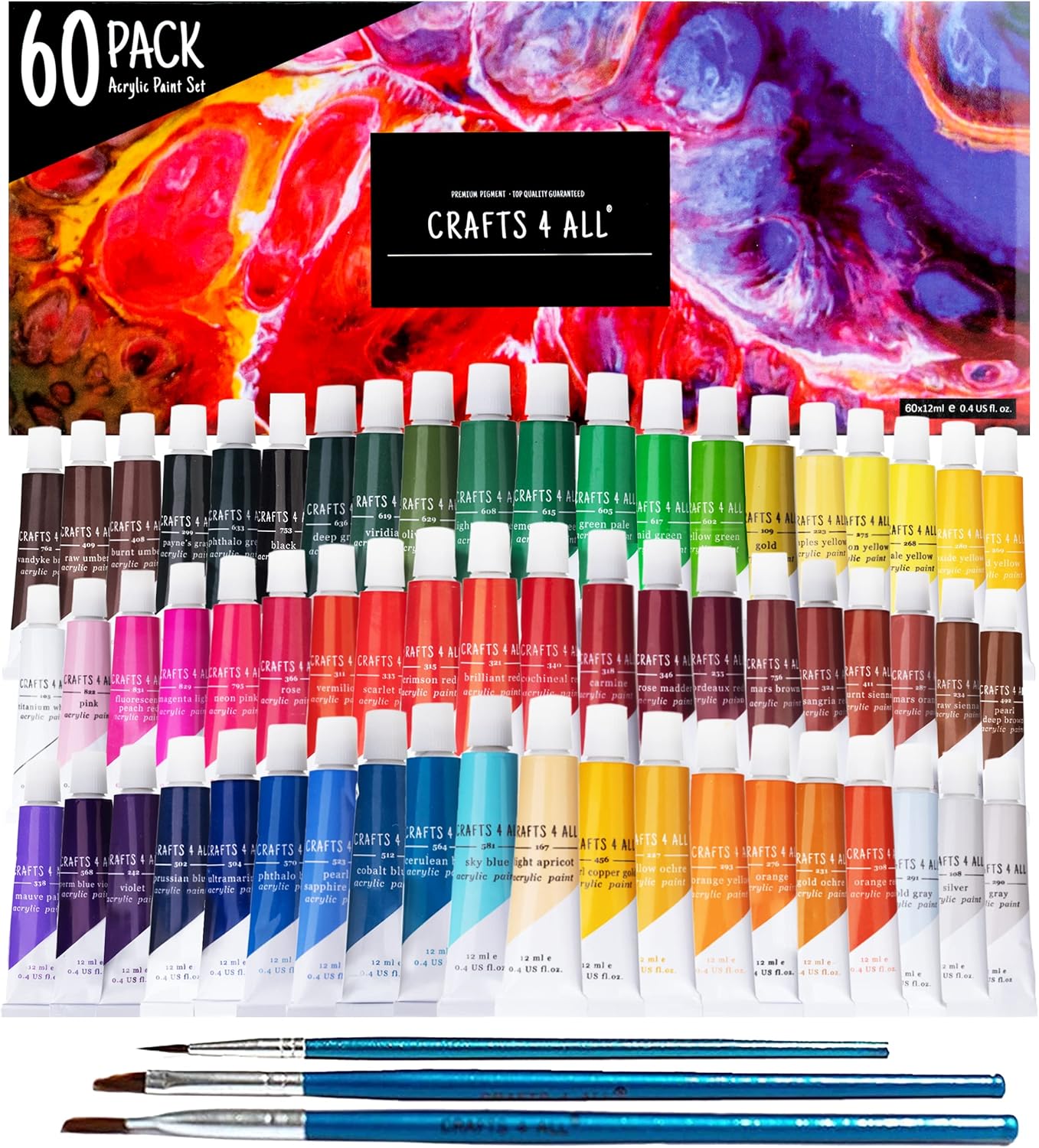 Detalle de Crafts 4 ALL 60-Colour Acrylic Paint Set