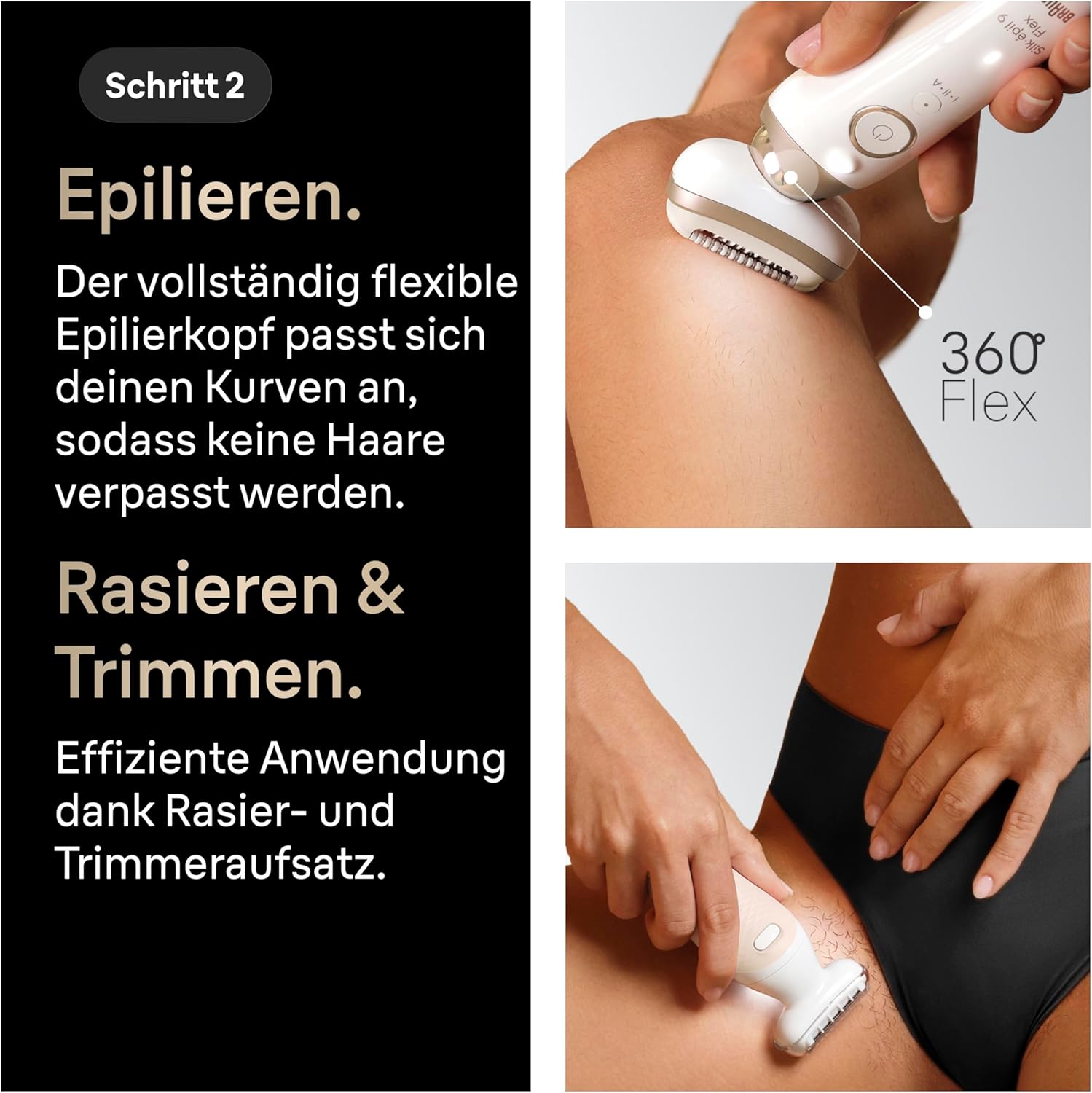 Thumbnail 3 de Braun Silk·épil 9 Flex SkinSpa Epilierer 9-681 3D (Gold) – All-in-One Set mit 360° flexiblem Kopf