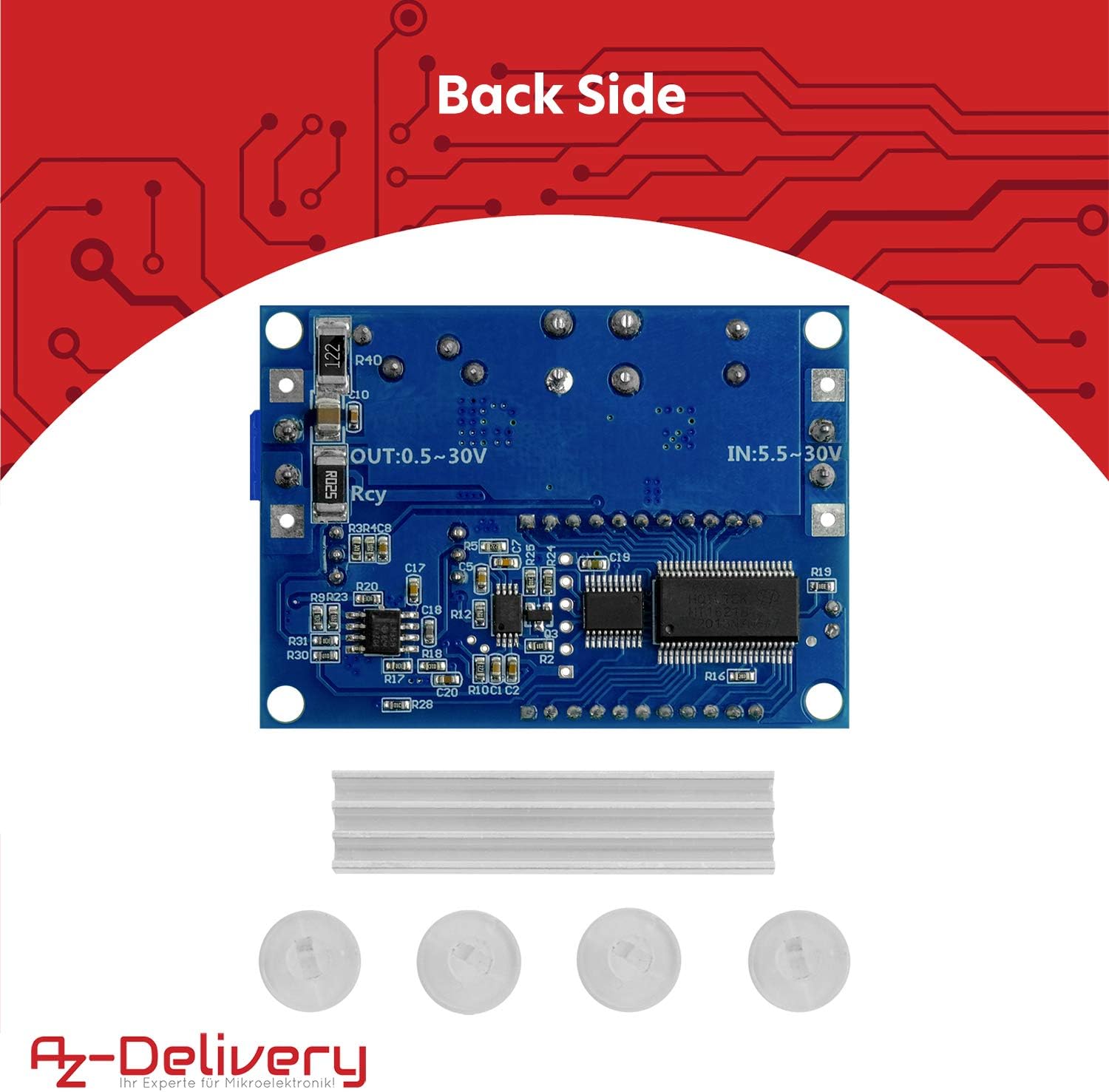 Thumbnail 2 de AZDelivery HW-140 Buck Boost DC-DC avec afficheur LCD (ampèremètre) 3A, 5,5V–30V → 0,5V–30V, pour Arduino