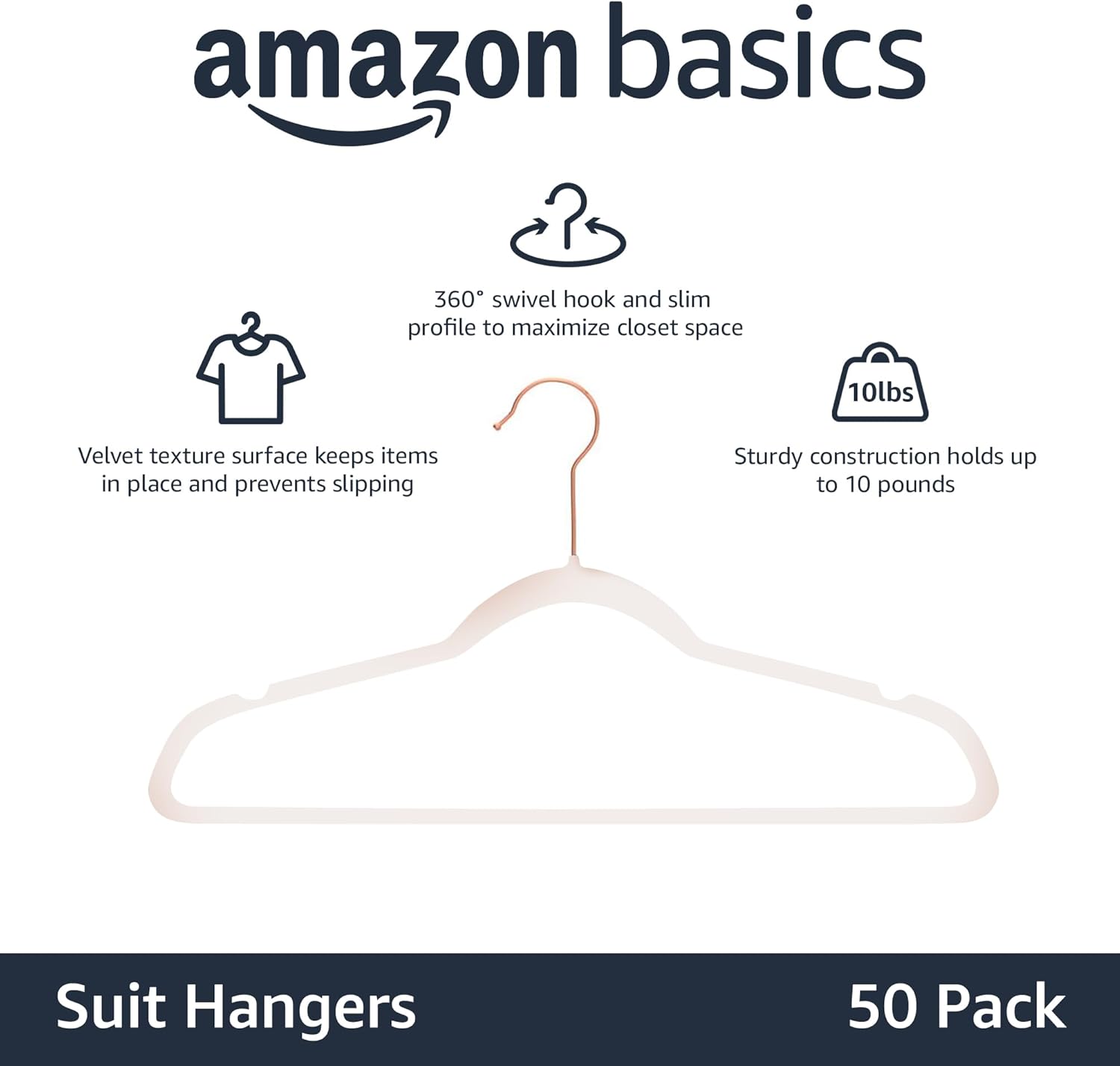 Thumbnail 1 de Amazon Basics Perchas Antideslizantes Término Rosa