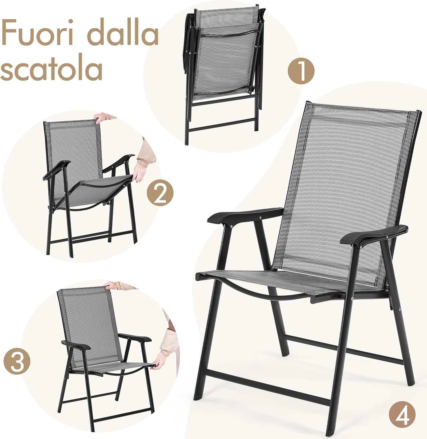 Thumbnail 6 de Yaheetech Set di 2 Sedie da Giardino Pieghevoli con Braccioli in Tela per Esterni