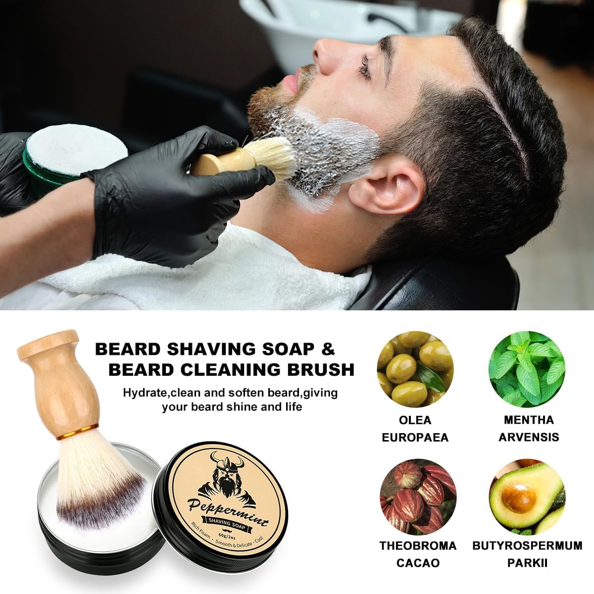 Thumbnail 2 de Exreizst kit barba per uomo completo: olio, balsamo, sapone, spazzola e pettine in custodia viaggio