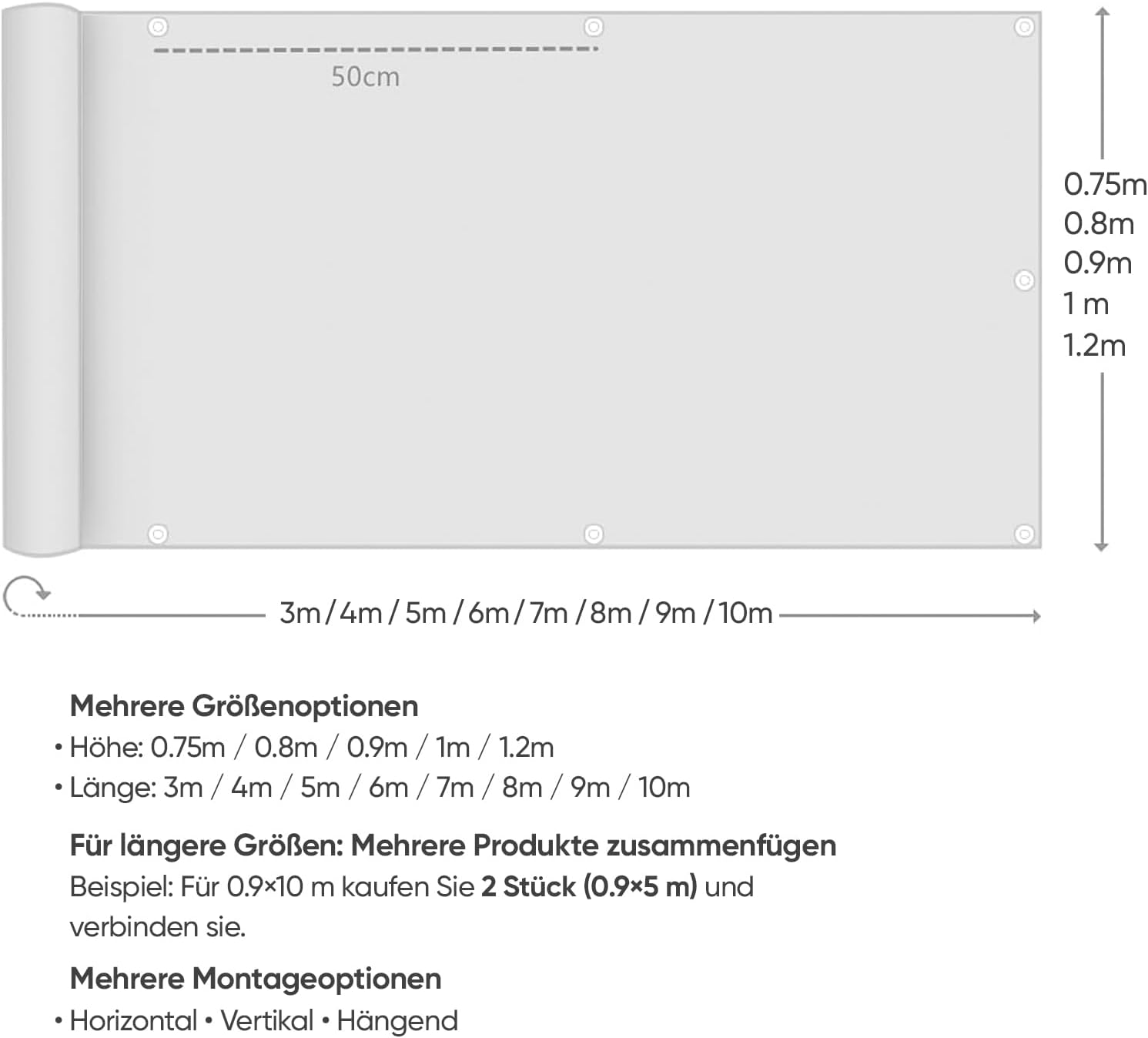 Thumbnail 6 de Balkon Sichtschutz 100 x 500 cm Nylon