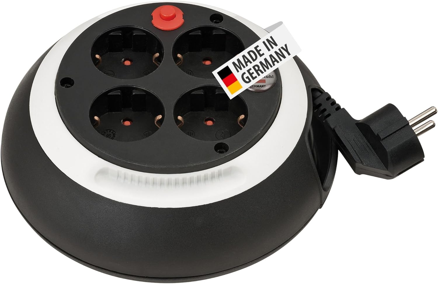 Detalle de Brennenstuhl Comfort Line Kabelbox CL-S 4-fach/ Mini-Kabeltrommel schwarz/weiß – mit 3 m Kabel
