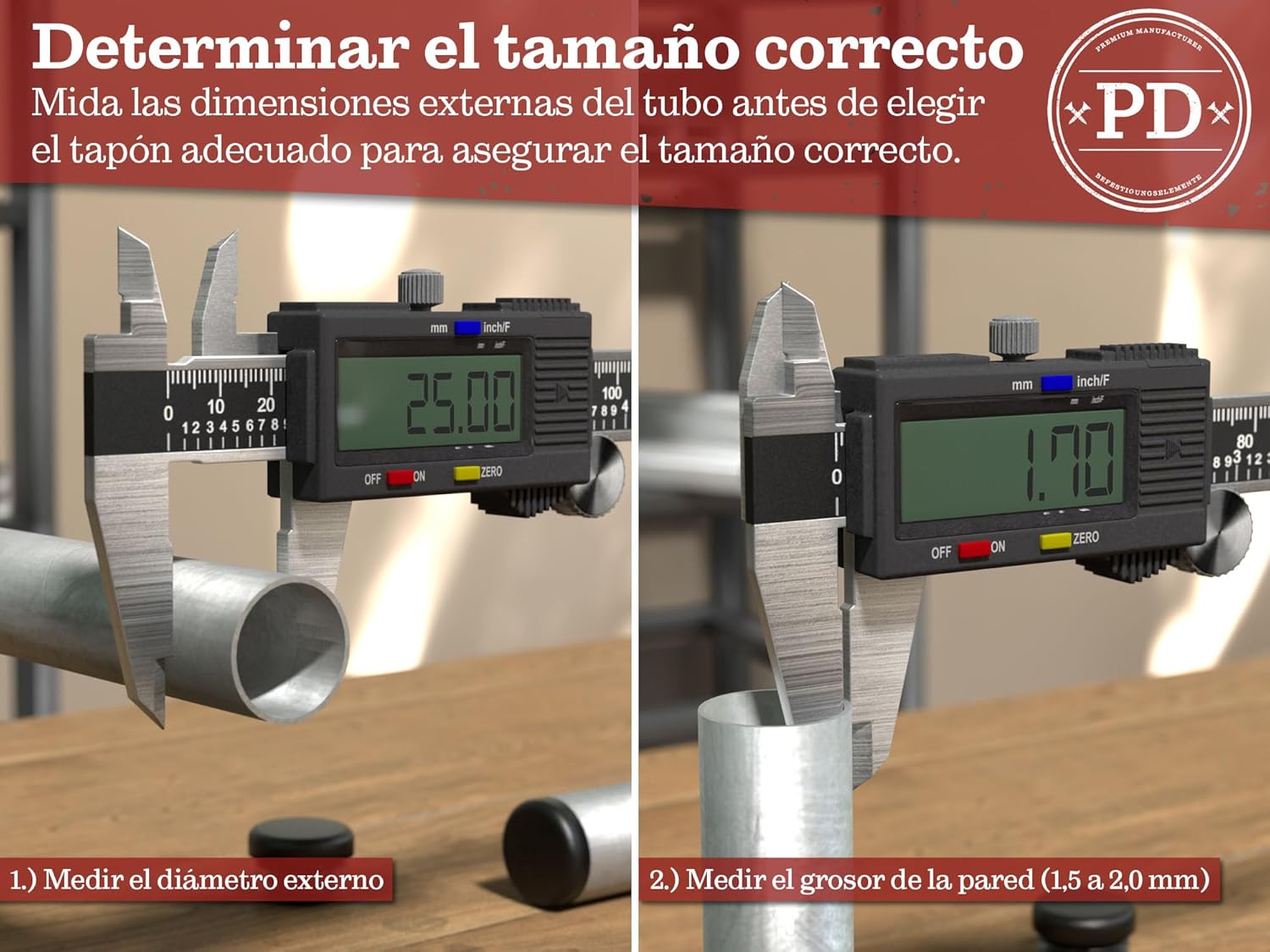 Thumbnail 2 de PD® Tapones Redondos 30mm para Tubo | Plástico Negro 🛠