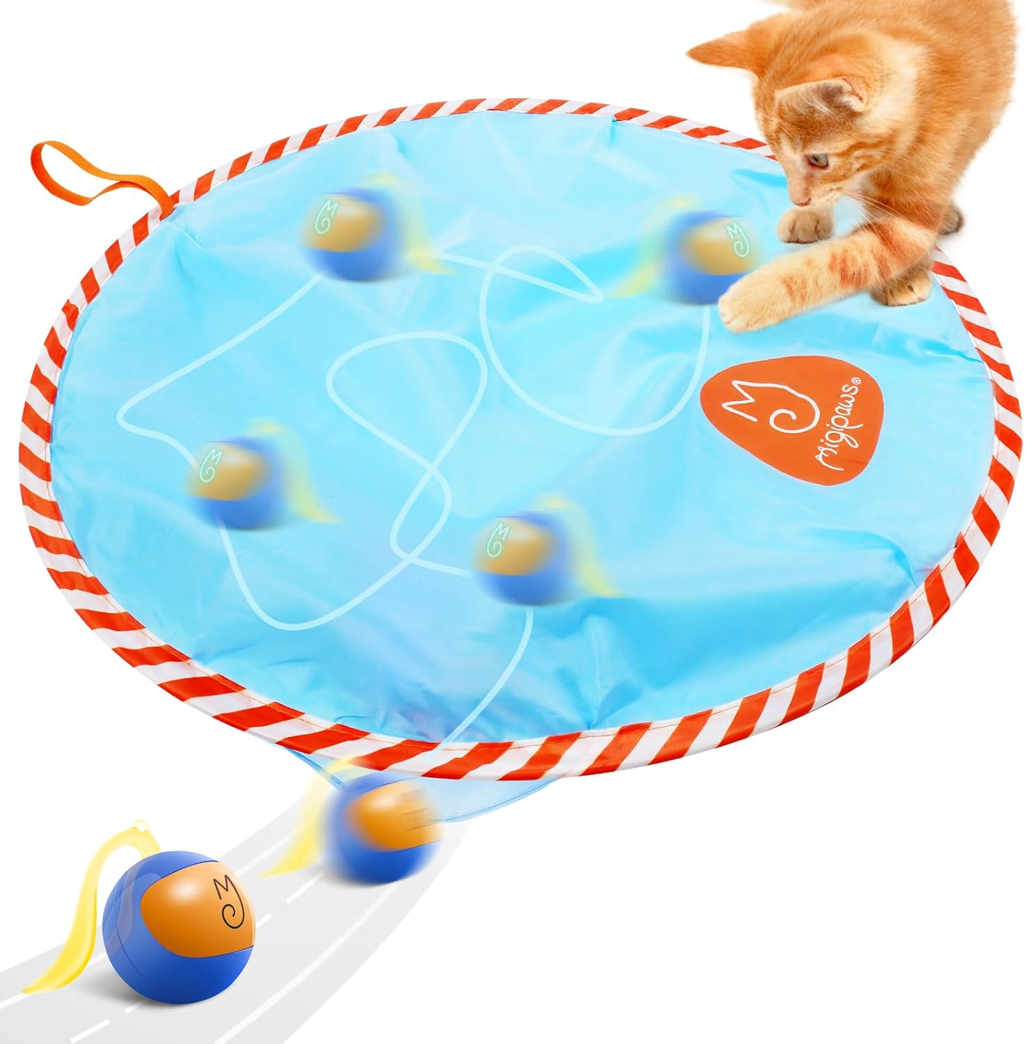 Detalle de Migipaws Set di giocattoli interattivi per gatti con palla inseguitrice automatica ricaricabile