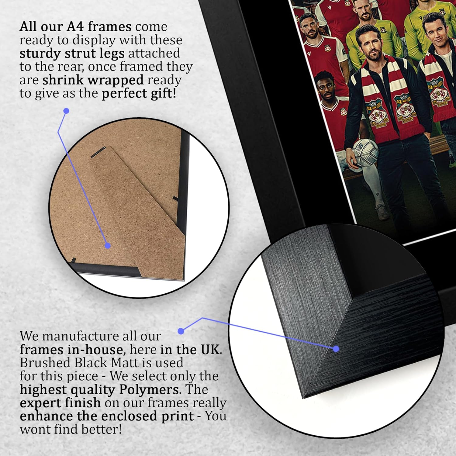 Thumbnail 6 de HWC Trading FR A4 Ryan Reynolds & Rob McElhenney Wrexham framed signed autograph picture (A4)
