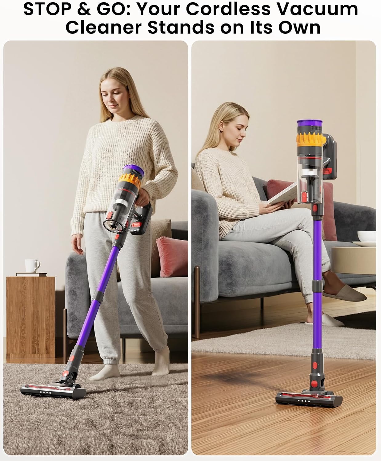 Detalle de Lefant V1 cordless vacuum, 40000Pa suction