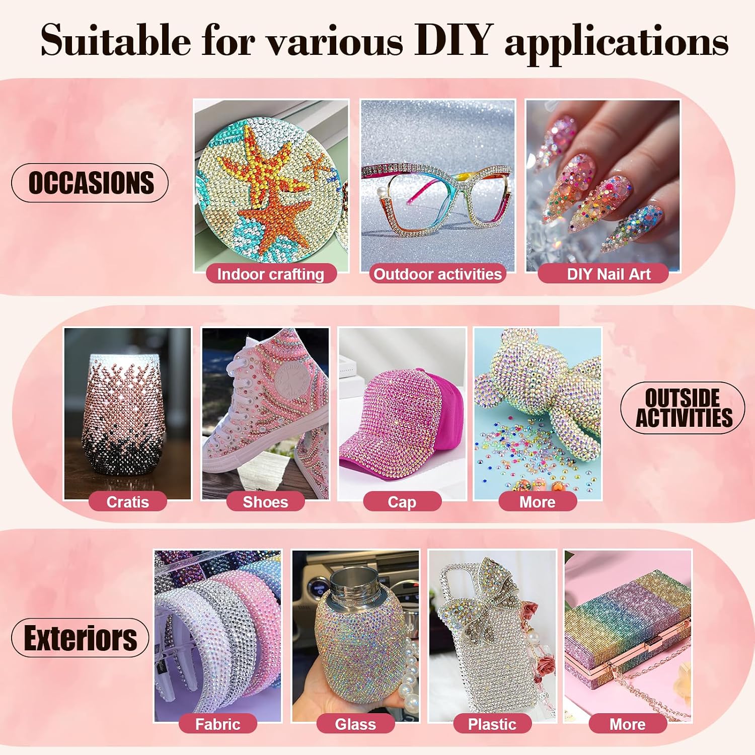 Detalle de 50000Pcs Resin Jelly Rhinestones Bedazzling Kit with 3mm Flat Back Gems