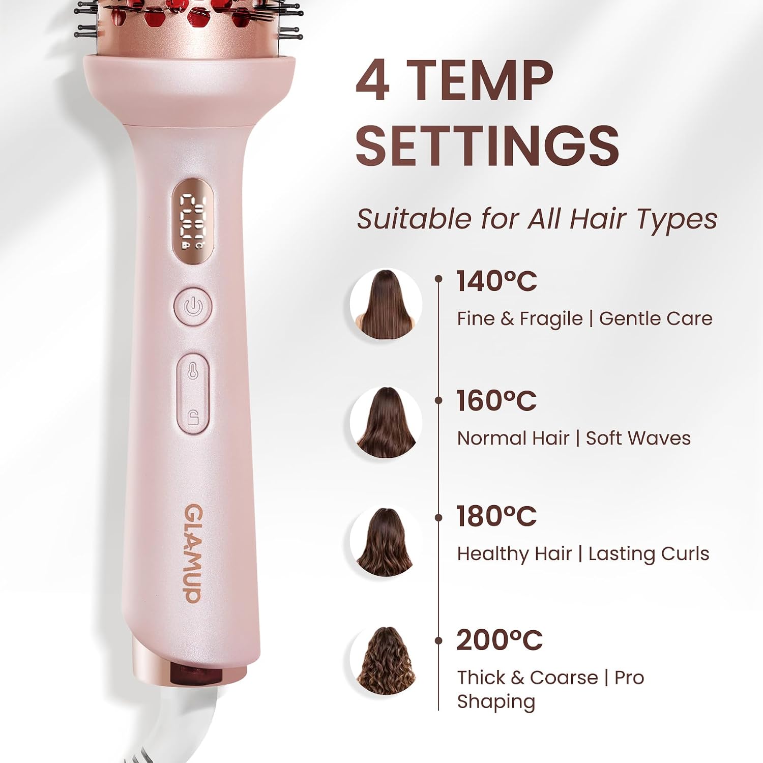 Thumbnail 6 de GLAMUP Beauty Real Infrared Thermal Brush 45mm: Gentle heat, soft waves and shine