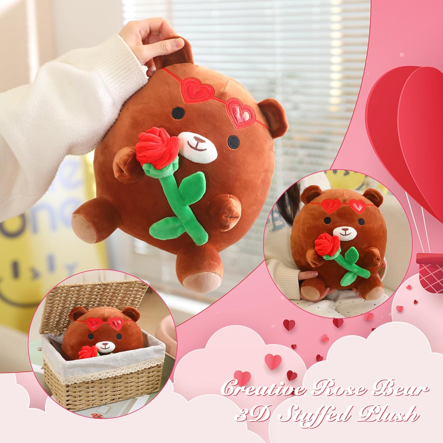 Thumbnail 3 de Xfrog Bear plush 25CM with red rose