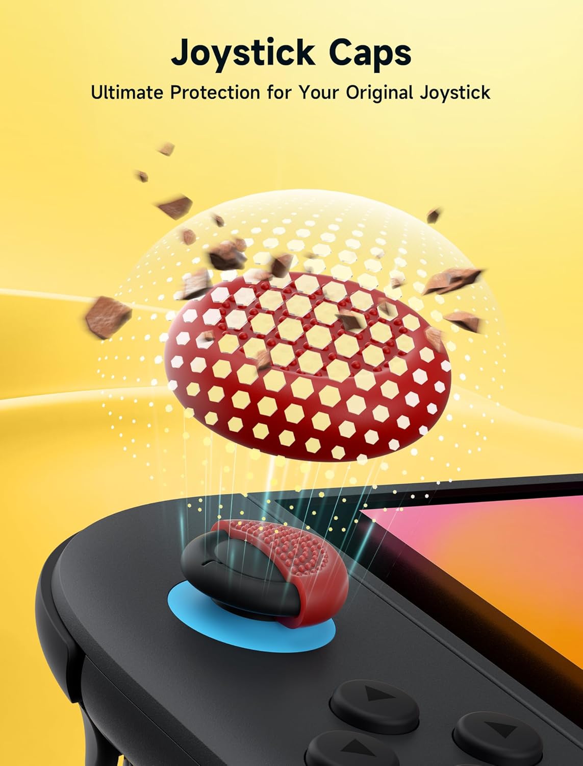 Thumbnail 4 de JSAUX grips de pouce antidérapants pour Nintendo Switch 2 (rouges et beiges) – 3 paires, 6 pièces