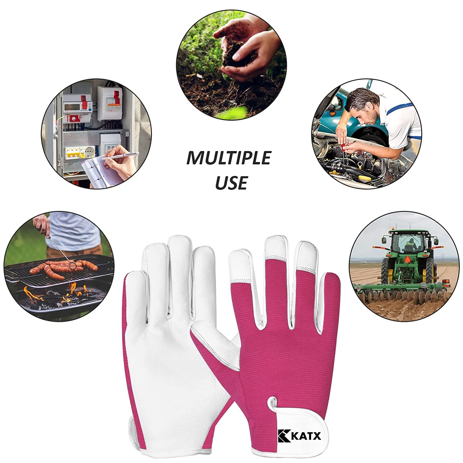Thumbnail 6 de Katx Leather Gardening Gloves Small Pink