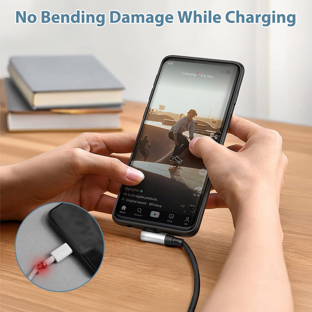 Thumbnail 5 de OFFCUP 240W USB-C auf USB-C Kabel 3 m, 90° Winkel – Nylon, Schnelllade-Kabel