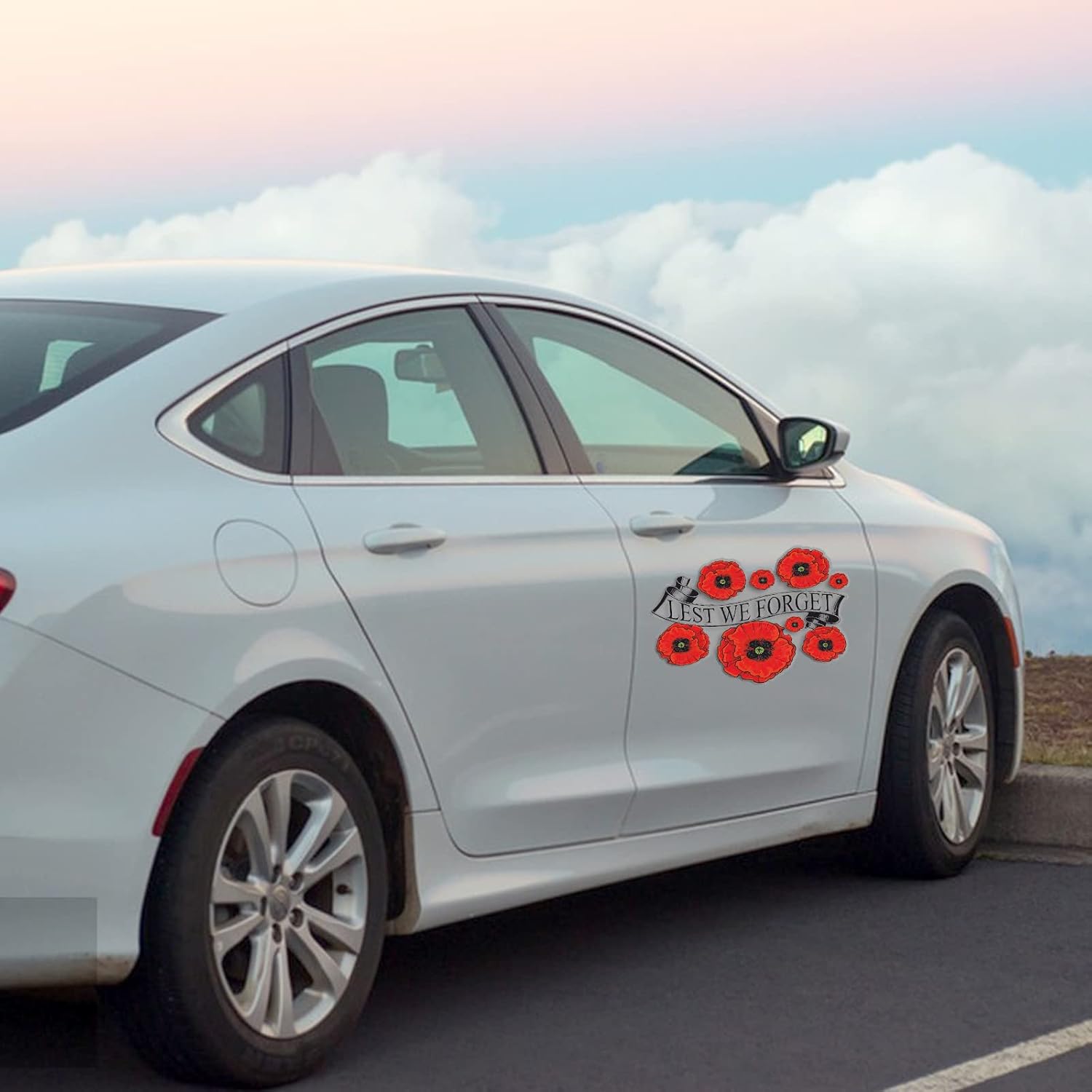 Detalle 2 de Poppy Flower Car Sticker 2pc
