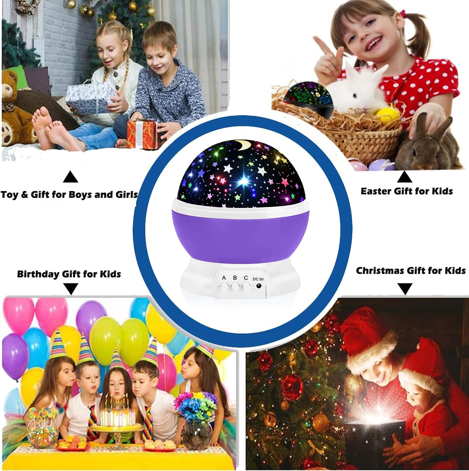 Detalle 2 de JKGIFTS 012-1562 Star Projector Night Light with 360° Rotation and 16 Colors