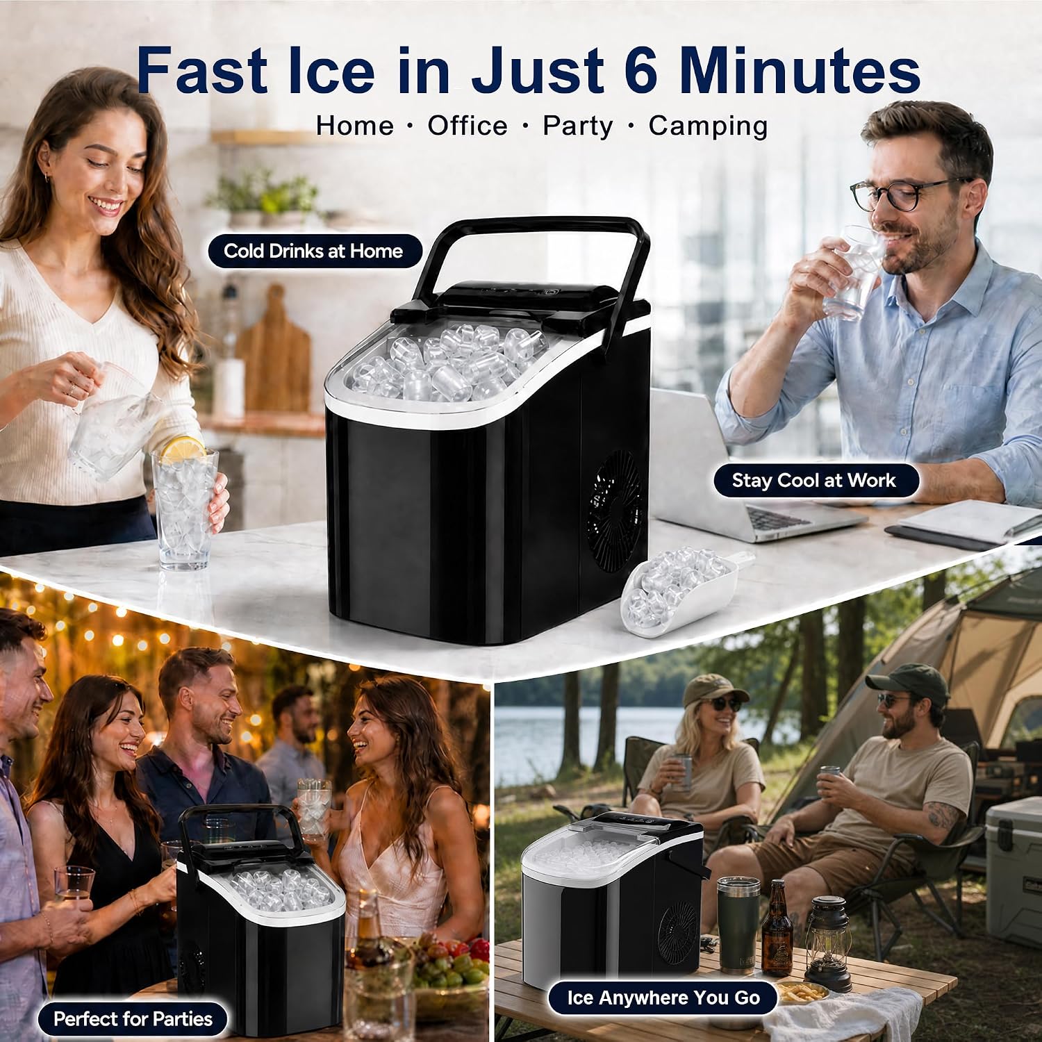 Thumbnail 3 de QIYO FZB-12Y9A Countertop Ice Maker, 9 Cubes in 6 Minutes, Self-Cleaning