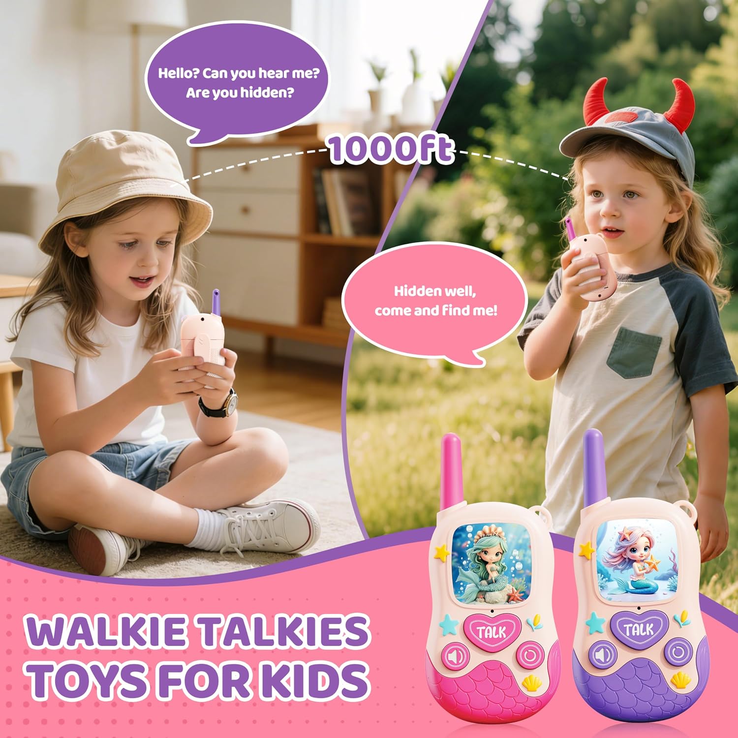 Thumbnail 1 de Kids Mermaid Walkie Talkies Toy Set (2 Pack) for Ages 3–8 – Outdoor Camping & Garden Play