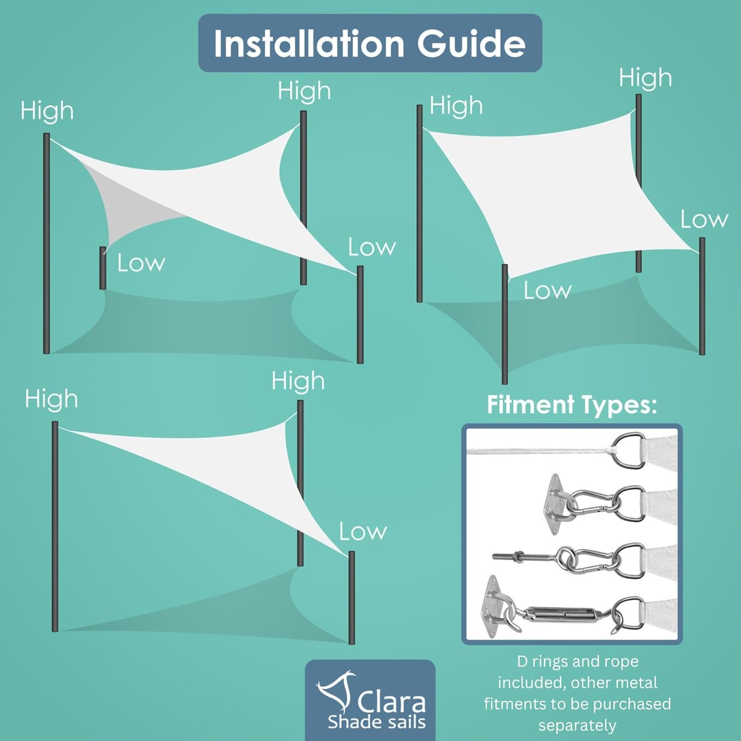 Thumbnail 4 de Clara Shade Sails White Square 3.6m: UV-Guard, Waterproof Outdoor Shade