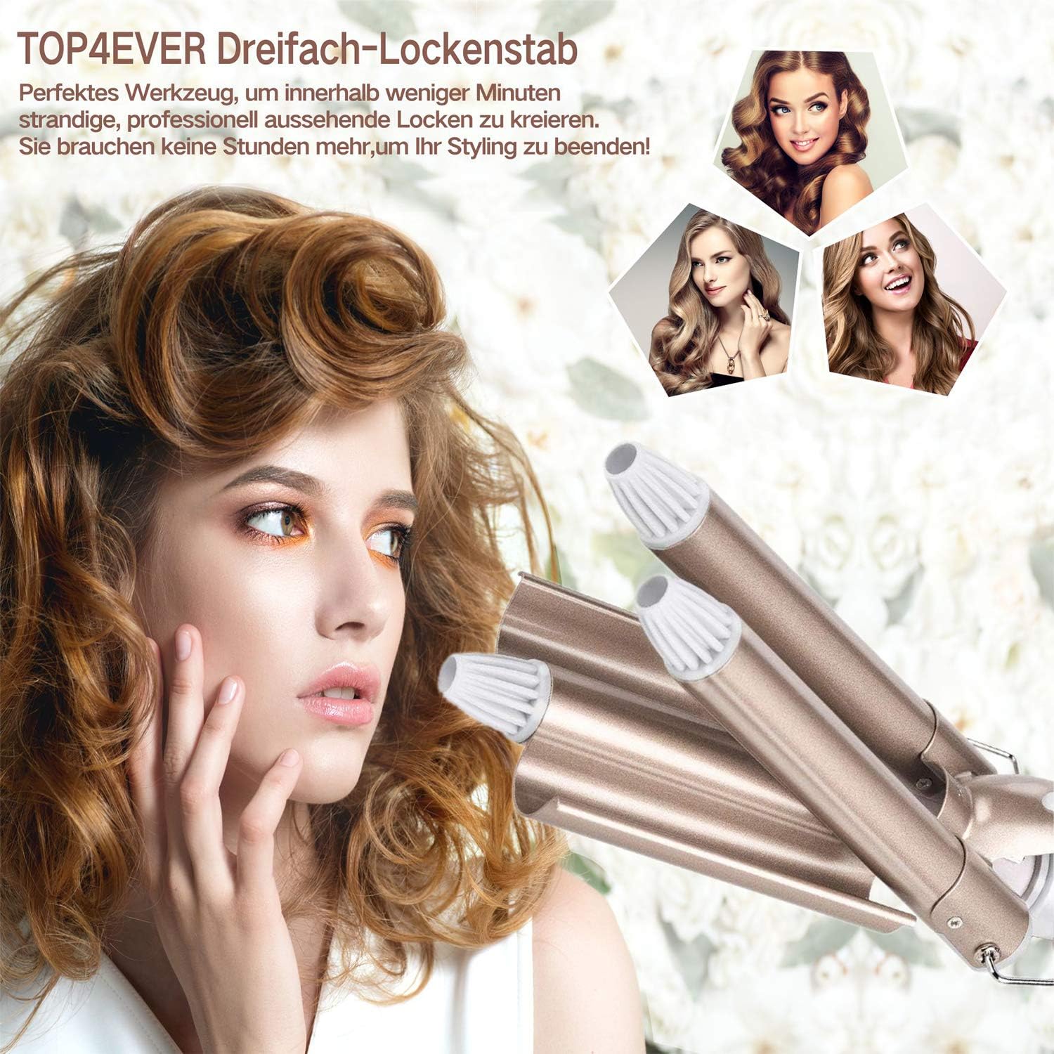 Detalle 2 de TOP4EVER 3 Fässer Wellenwickler 22mm